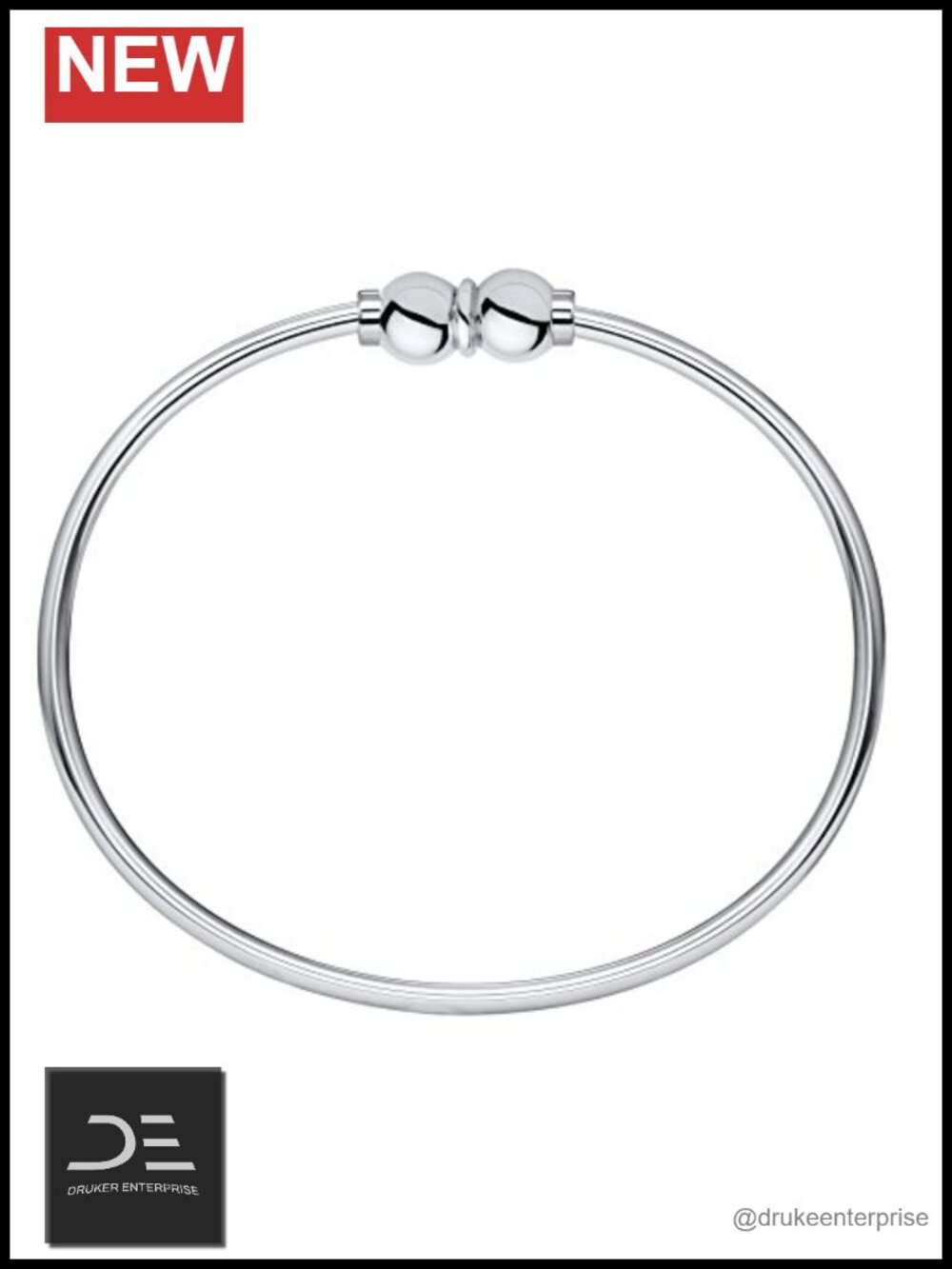 Sterling Silver Double Ball Threaded Bracelet 7.5